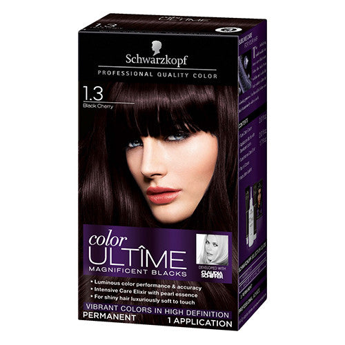 Schwarzkopf Color Ultime Magnificent Blacks Permanent Hair Color, 1.3 Black Cherry, 1 Application